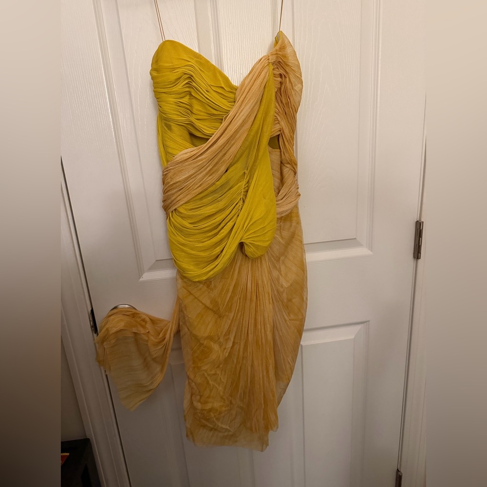 Willow Asymmetrical Yellow Draped Dress